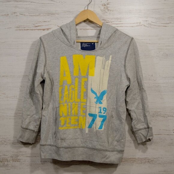 American Eagle Outfitters Tops - American Eagle  Grey Hooded Sweatshirt